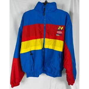 Vintage Jeff Gordon #24 Dupont Racing Jacket NASCAR Red Yellow Blue Sz. Large